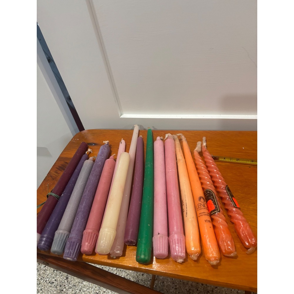 Vintage Taper Candle Lot 16pc Lenox Hallmark Spiral Twist Rainbow 10-12"